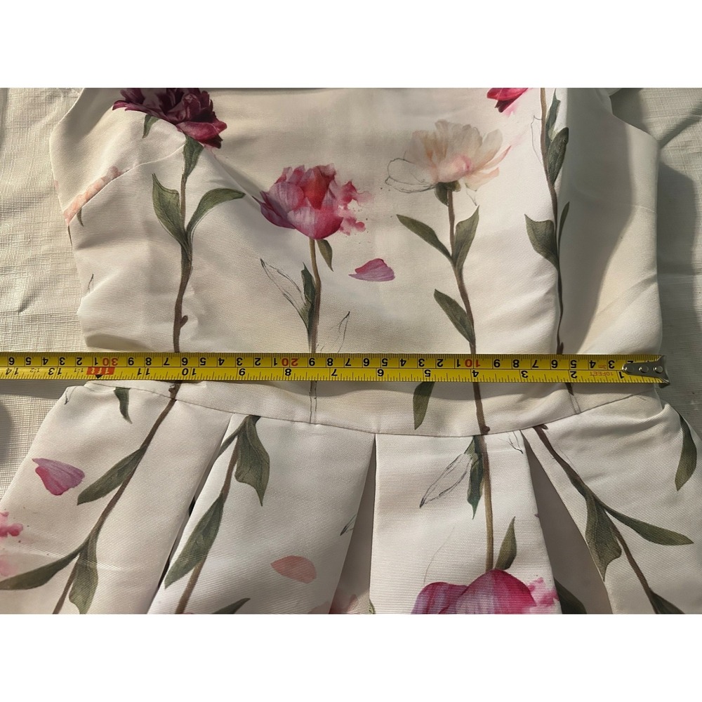 Ted Baker Callila Floral Peony Fit and Flare Dress White Pink Size 0 XS Pocket - Picture 7 of 7